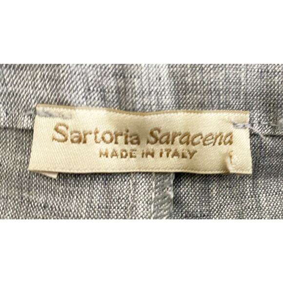 Sartoria Saracena Women's Linen Shorts Tie Waist Cuffed Pockets Grey Neutral XS - Picture 5 of 8